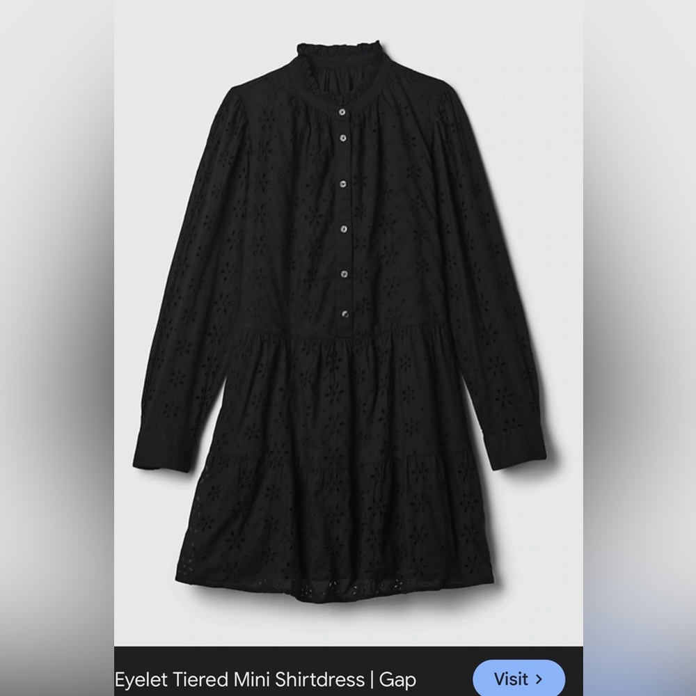 NWT GAP Women's Elegant Black eyelet tiered mini dress